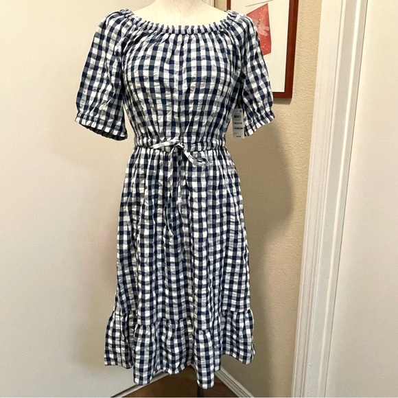 Style & Co. Navy and White Checkered Dress Sz M - Picture 8 of 16